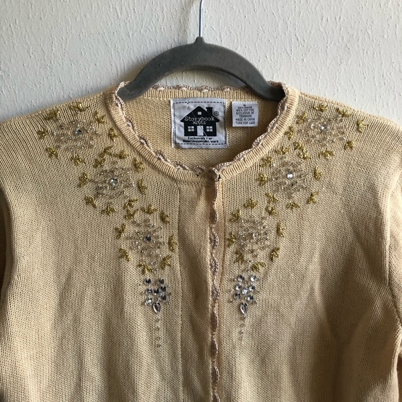 Storybook Knits Holiday Sweater Beaded Sequins Reindeer Cardigan S NWT Christmas - Picture 4 of 17